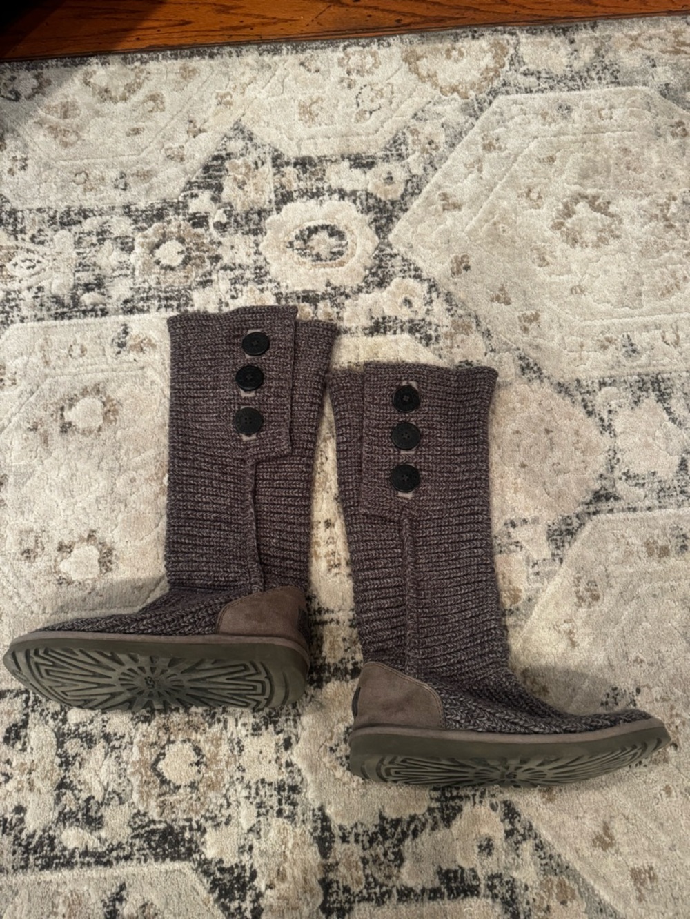 UGG Knit Button Tall Boots – Women’s Size 8 - Slate Gray